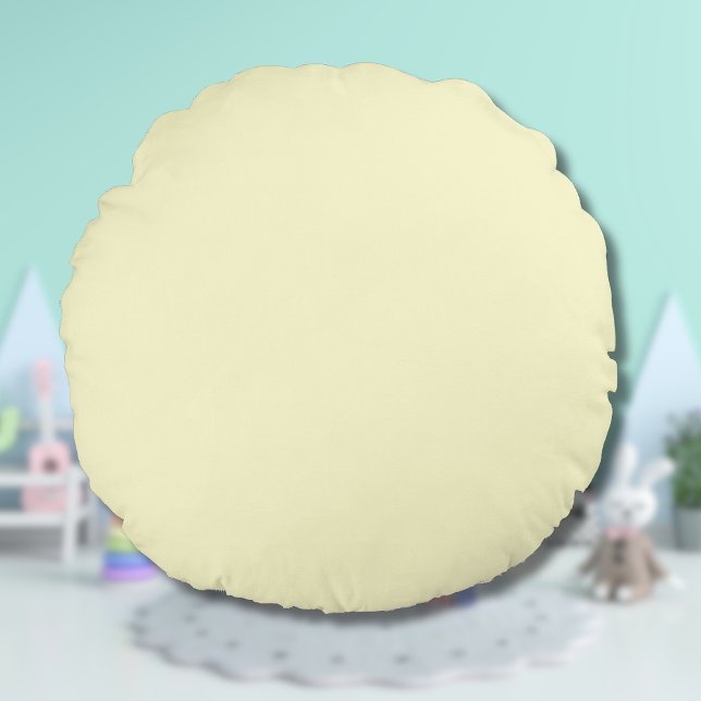 Butter Yellow Solid Colour | Classic Elegant Round Pillow (Creator Uploaded)