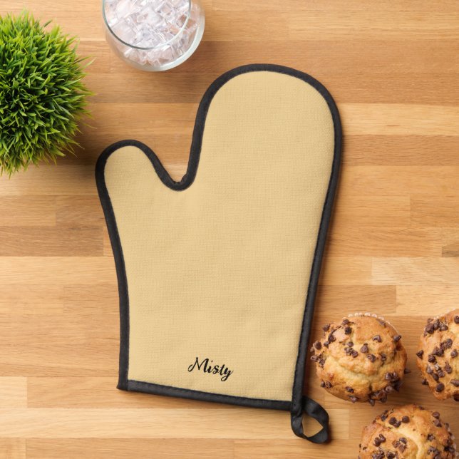 Butter yellow solid custom Christmas stylish Oven Mitt (Top down)