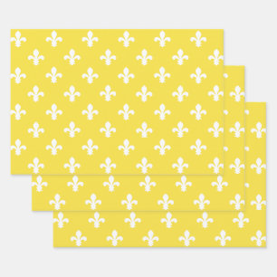 Butter Yellow Southern Cottage Fleur de Lys Wrapping Paper Sheet