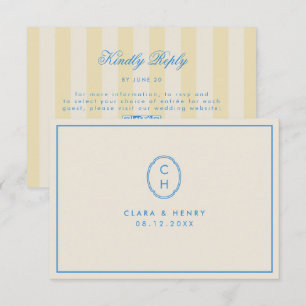 Butter Yellow Striped QR Code Wedding RSVP Card