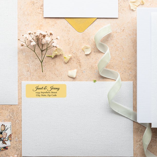 Butter Yellow Stylized Name Wedding Return Address (In Situ Wedding)