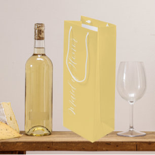 Butter Yellow Stylized Script Maid of Honour Wine Gift Bag