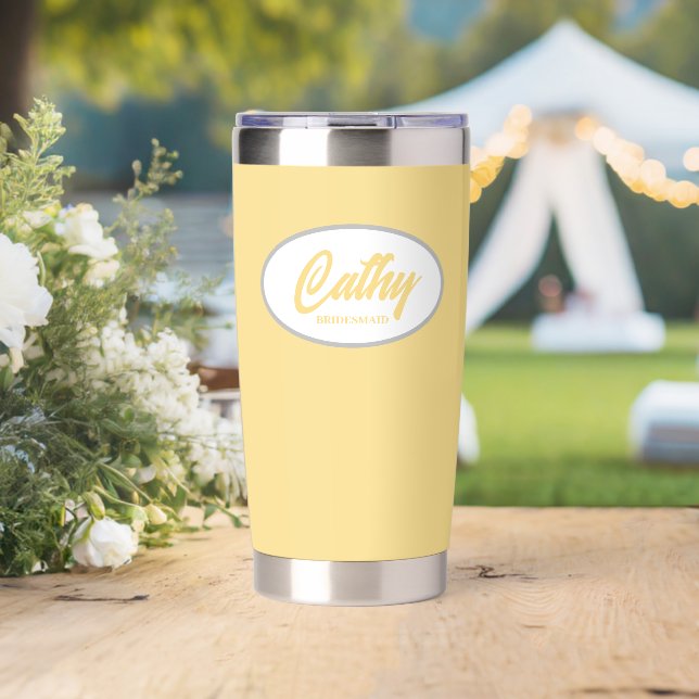 Butter Yellow Stylized Wedding Bridesmaid Insulated Tumbler (Wedding (Rotated))