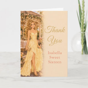 Butter Yellow Sweet Sixteen Thank You Card