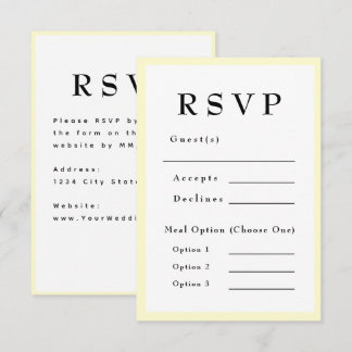 Butter Yellow Timeless Wedding RSVP Card