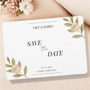 Butter Yellow Watercolor Floral Classic Elegant Save The Date