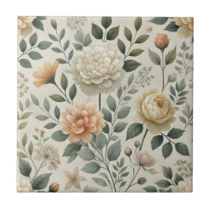 Butter Yellow Watercolor Floral Spring & Summer Tile