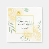 Butter Yellow Watercolor Roses Elegant Wedding