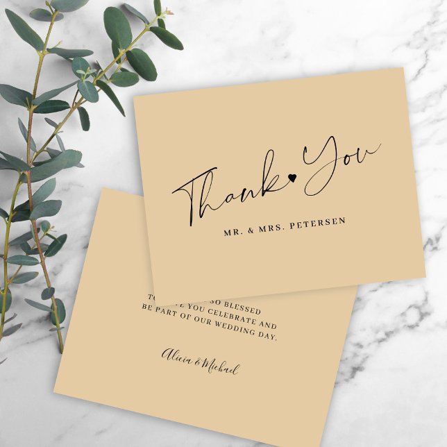 Butter yellow wedding elegant script  thank you card (Creator Uploaded)