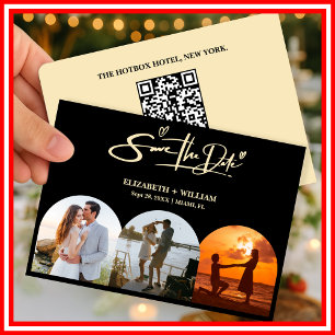 Butter Yellow Wedding Photo QR Code Elegant Save The Date