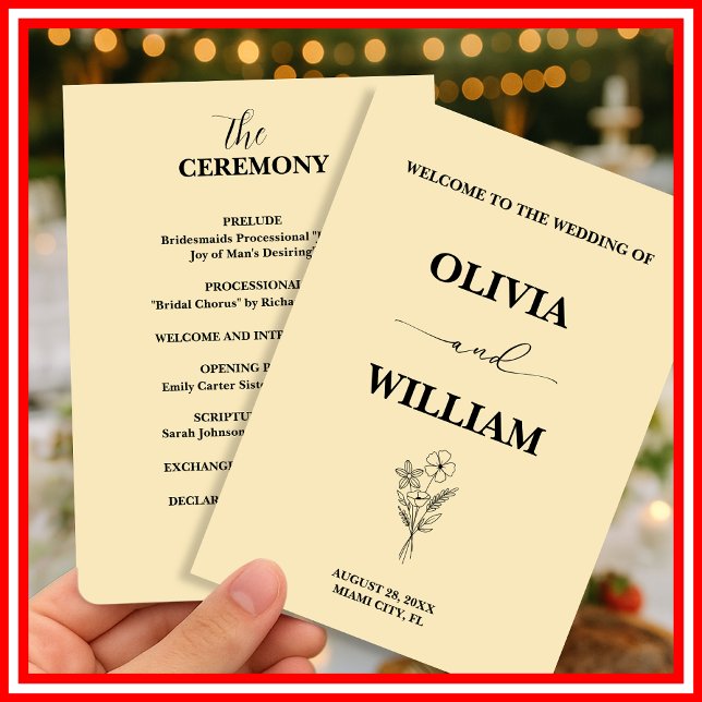 Butter Yellow Wedding Wildflower Program (Creator Uploaded)