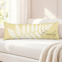 Butter Yellow White Fern Elegant Minimalist