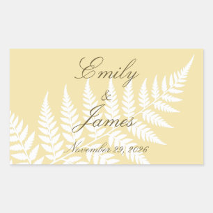 Butter Yellow White Fern Elegant Personalized Sticker
