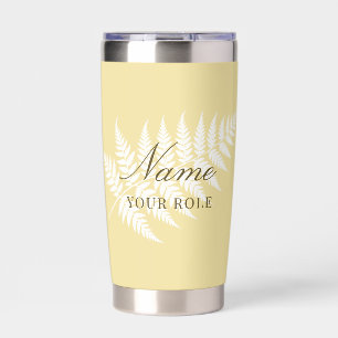 Butter Yellow White Fern Name & Role Silver Insulated Tumbler