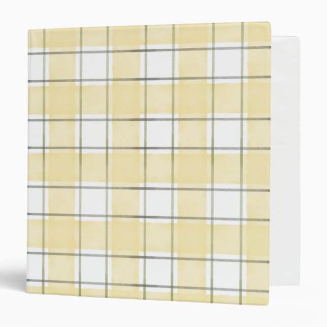 Butter Yellow White Plaid Stripes Binder (Front/Inside)