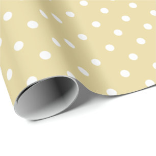 Butter Yellow   White Polka Dot Wrapping Paper