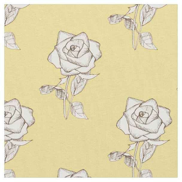 Rose Fabric Yellow Rose Fabric Cotton or Poly Zazzle.ca
