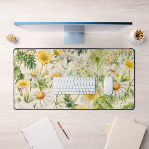 Butter Yellow Wildflower Botanical Watercolor Desk Mat