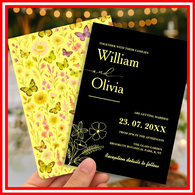 Butter Yellow Wildflower Wedding Invitation (Creator Uploaded)