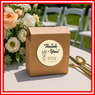 Butter Yellow Wildflower Wedding Thank You Classic Round Sticker