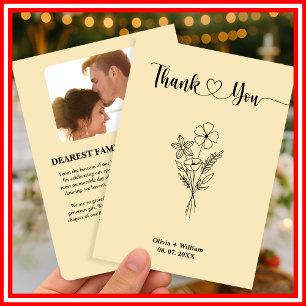Butter Yellow Wildflowers Floral Photo Wedding Thank You Card
