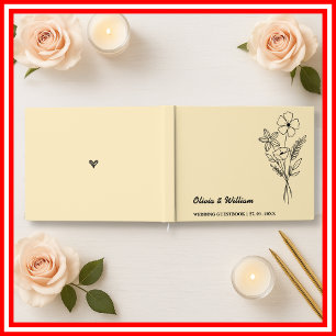 Butter Yellow Wildflowers Wedding Guest Book
