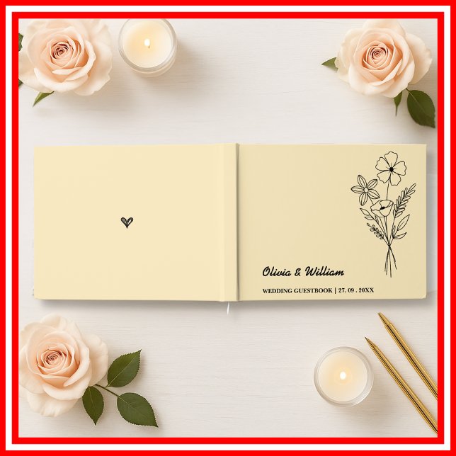 Butter Yellow Wildflowers Wedding Guest Book (Creator Uploaded)