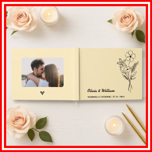 Butter Yellow Wildflowers Wedding Guest Book