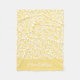 Butter Yellow Willow Bough Monogrammed Fleece Blanket