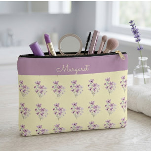 Butter yellow with floral touch accessory pouch