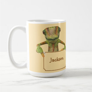 Butter Yellow with Multi-coloured Patterned Lizard Coffee Mug