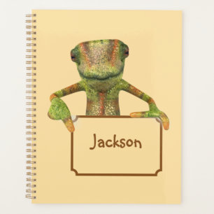 Butter Yellow with Multi-coloured Patterned Lizard Planner