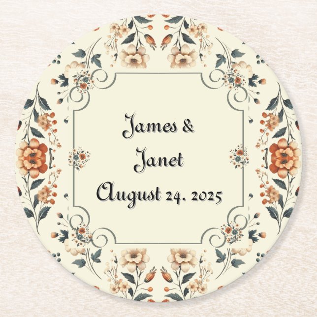 Buttercream Floral Customizable Coaster (Front)