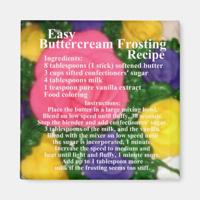 Buttercream Frosting Recipe Magnet (Front)