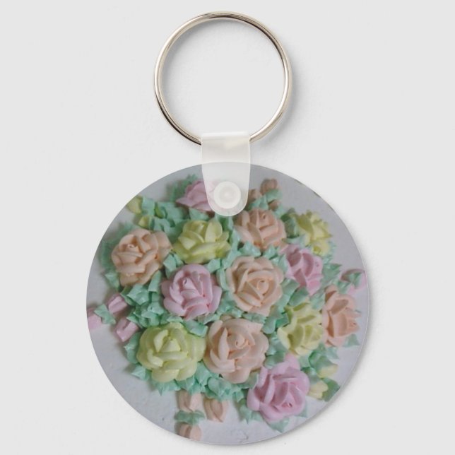 Buttercream icing roses keychain (Front)