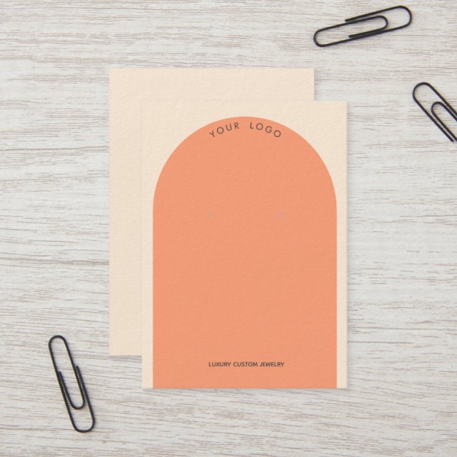 Buttercream Peaches Arch Earring Display Business Card (Front/Back In Situ)