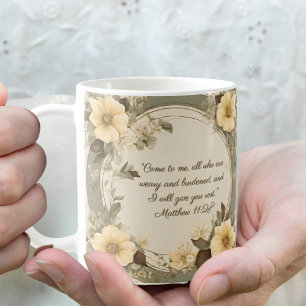 Buttercream Sage Mocha Floral Customizable  Coffee Mug