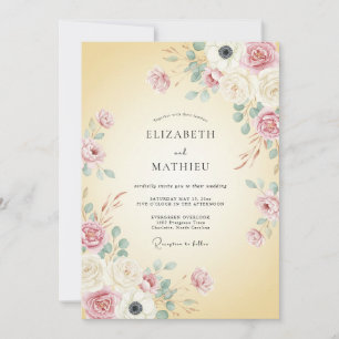 Buttercream Soft Floral Wedding Invitation