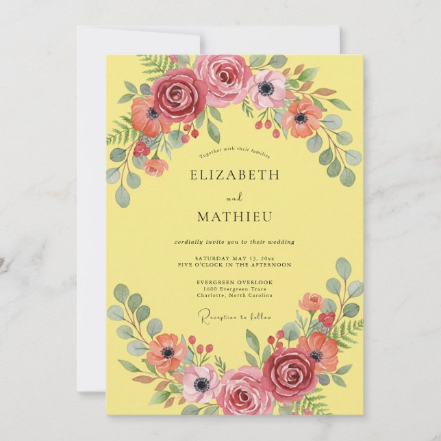 Buttercream Yellow Romantic Spring Wedding Invitation (Front)