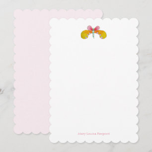 Buttercup butterfly scalloped stationery card