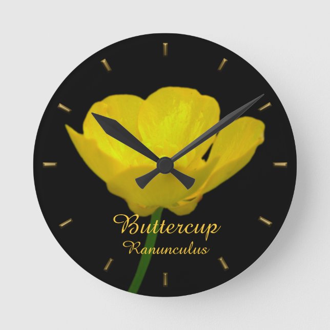 Buttercup Clock Custom Wild Flower Wall Clock (Front)