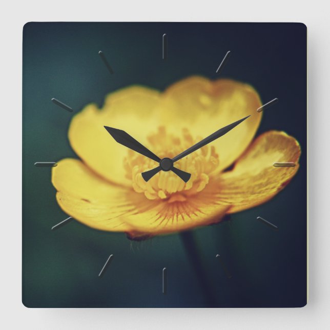 Buttercup flower floral wall clock (Front)