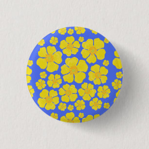 Buttercup Flowers Design on 1 Inch Round Button