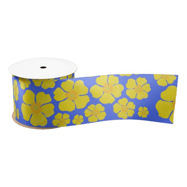 Buttercup Flowers Design on Satin Ribbon (Spool)