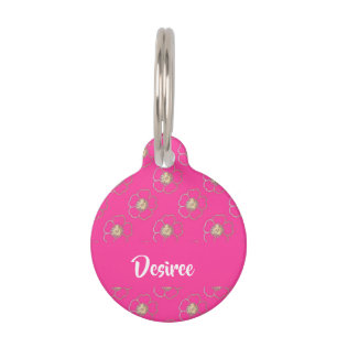 Buttercup flowers on pink pet tag