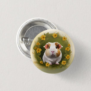 Buttercup Guinea Pig, 1 Inch Round Button
