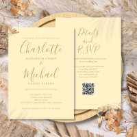 Buttercup Yellow and Gold QR Code Wedding
