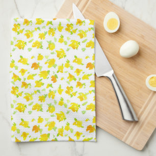 Buttercup Yellow Flowers Watercolor Floral Art Kitchen Towel