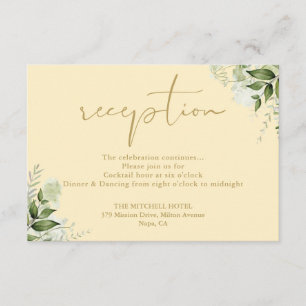 Buttercup Yellow Greenery Wedding Reception Enclosure Card