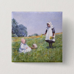 Buttercups and Daisies 2 Inch Square Button